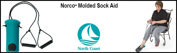 Norco Molded Sock Aid Assists in Putting on Socks Easier for Limited Mobility, Arthritis, Back Surgery, Knee or Hip Replacement. Unique Ergonomic Handle Placement for less stress when pulling up socks - Norco Molded Sock Aid Puller two handle Independent Dressing Helper Assist Device easy on one-handed