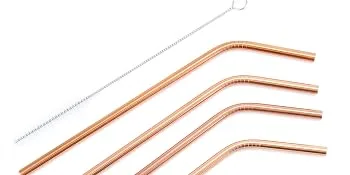 Old Dutch 1405 Drinking Straws with Cleaning Brush, Copper/Stainless Steel, 8.25x0.25x0.125 - 1405