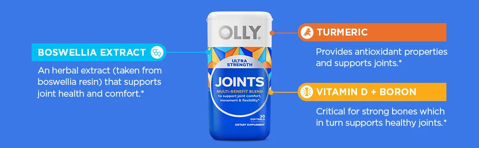 OLLY Ultra Strength Joint and Bone Support Softgels, Tumeric & Vitamin D - 30ct - image