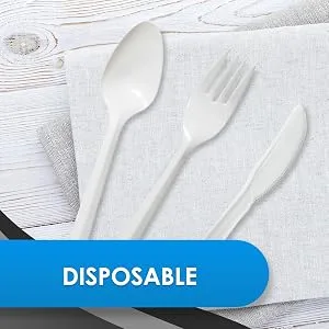 PAMI Medium-Weight Disposable Plastic Teaspoons 400-Pack - Bulk White Plastic Silverware For Parties, Weddings, Catering Food Stands, Takeaway Orders & More- Sturdy Single-Use Partyware Spoons - product information 4