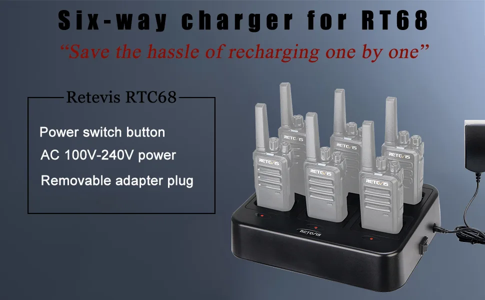 Retevis RT68 Six-Way Charger - Pack of 1 - Six-way charger
