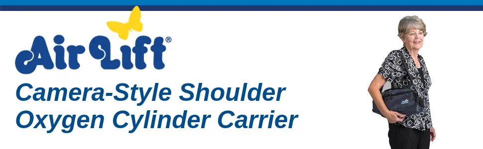 Roscoe Medical Portable Oxygen Cylinder Carrier - Camera-Style Horizontal Shoulder Bag for Carrying M6, C/M9 or B Oxygen Cylinders, Navy Blue (49N) - oxygen cylinder carrier