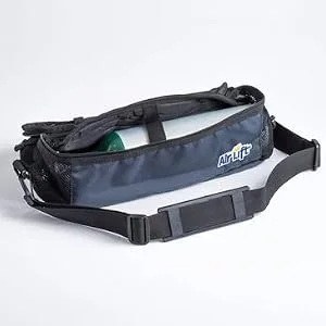 Roscoe Medical Portable Oxygen Cylinder Carrier - Camera-Style Horizontal Shoulder Bag for Carrying M6, C/M9 or B Oxygen Cylinders, Navy Blue (49N) - oxygen cylinder carrier