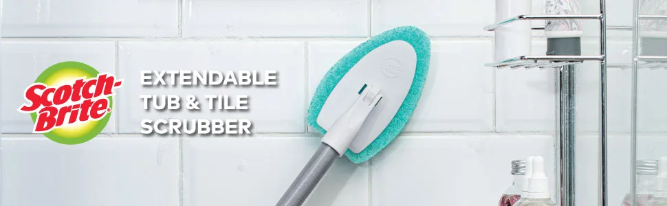 Scotch-Brite Extendable Tub & Tile Scrubber Kit, Includes 1 Handle and 3 Non-Scratch Scrubber Pads - Scotch-Brite Extendable Tub & Tile Scrubber