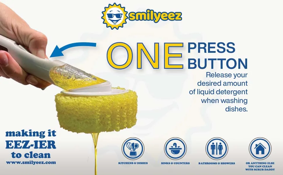 The Original Smiling Sponge Handle Soap Dispensing Handle for Scrub Daddy Sponge (White) Second Generation - Dish Daddy soap dispensing handle for the Scrub Daddy Sponge