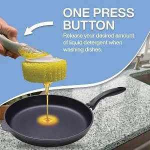 The Original Smiling Sponge Handle Soap Dispensing Handle for Scrub Daddy Sponge (White) Second Generation - Dish Daddy soap dispensing handle for the Scrub Daddy Sponge one press 300