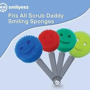 The Original Smiling Sponge Handle Soap Dispensing Handle for Scrub Daddy Sponge (White) Second Generation - Dish Daddy soap dispensing handle for the Scrub Daddy Sponge fits all 2