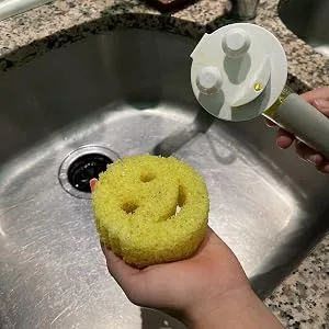 The Original Smiling Sponge Handle Soap Dispensing Handle for Scrub Daddy Sponge (White) Second Generation - Why the Dish Daddy When You Can Get the Original Daddy Handle Soap Dispensing Scrub Daddy Sponge
