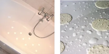 SP Ableware Tenura Self-Adhesive Non-Slip Bath and Shower Safety 1-1/2 Inch Circles - Clear, 72 Per Roll (724860003) - SP Ableware Maddak Antislip bath and shower self adhesives stickers nonslip discs for the tub