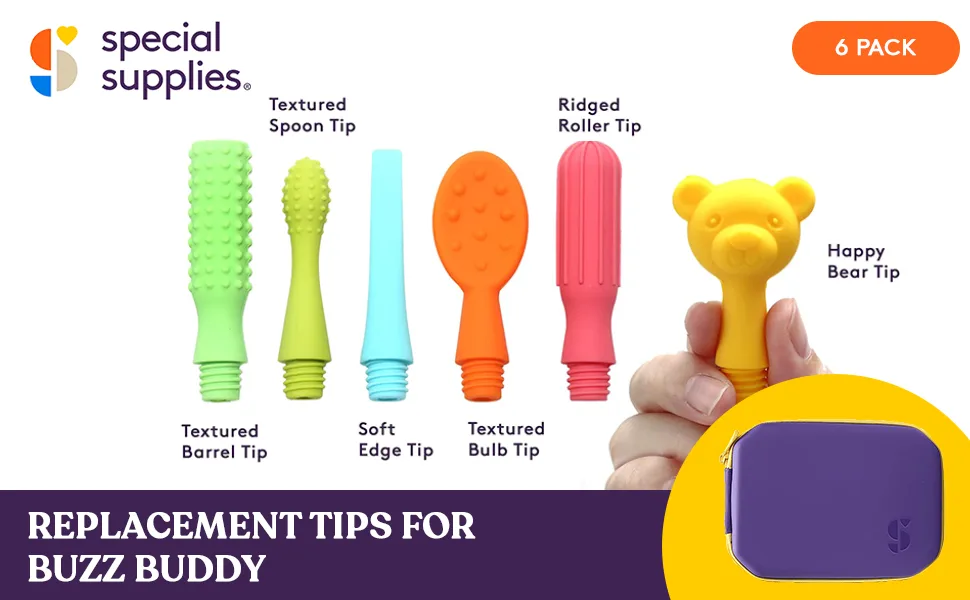 Special Supplies 6 Replacement Tips for Buzz Buddy, with Travel Zipper Case - Replacement Tips for Buzz Buddy