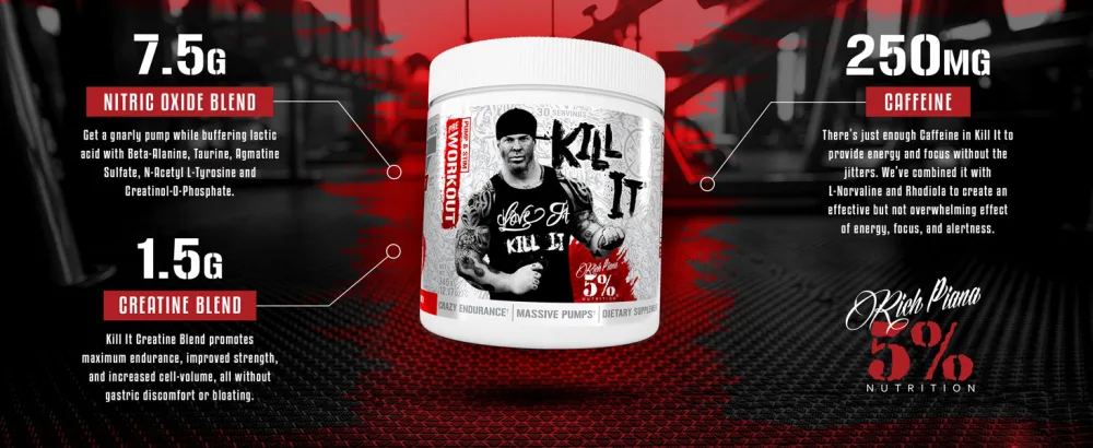 5% Nutrition Rich Piana Kill It Pre Workout Powder - Mango Pineapple - 30 Serve - 13.23 Oz. - Kill It Blends
