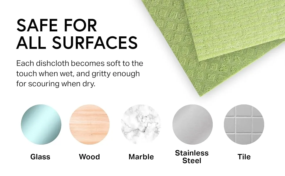 Swedish Wholesale Swedish Dish Cloths for Kitchen- 10 Pack Reusable Paper Towels for Counters & Dishes - Eco Friendly Cellulose Sponge Cloth - Assorted Assorted - Reusable Cleaning Cloths - Safe for all surfaces