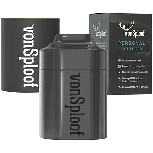 Personal Air Filter To Trap Smoke Sploof & Odor - Eliminate Smoke For Roommates Relatives and Buddy I Easy To Use & Long Lasting Replaceable Filter I Lasts up to 500+ uses Case + 1 Filter - vonSploof hero