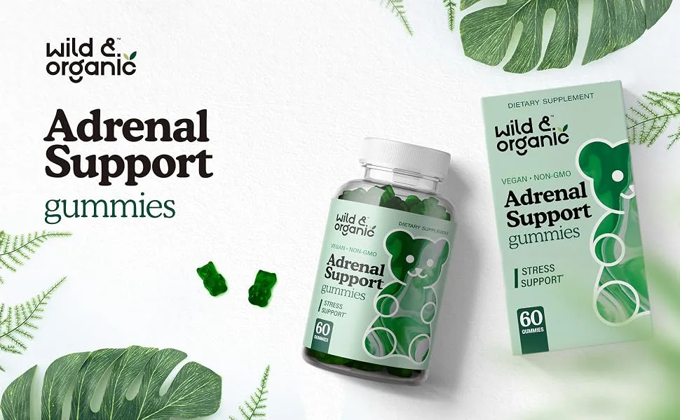 Wild & Organic Adrenal Support Supplements Gummies - Energy, Stress & Calm Gummies - Vegan - 60 Chews - Banner