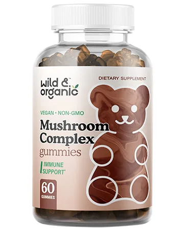 Wild & Organic Adrenal Support Supplements Gummies - Energy, Stress & Calm Gummies - Vegan - 60 Chews - Wild & Organic Mushroom Gummies - Reishi, Chaga, Cordyceps, Maitake, Lion