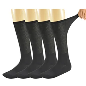 Yomandamor Mens Bamboo Diabetic Over The Calf Socks,4 Pack Size 10-13 10-13 4 Pairs Black - product information 2
