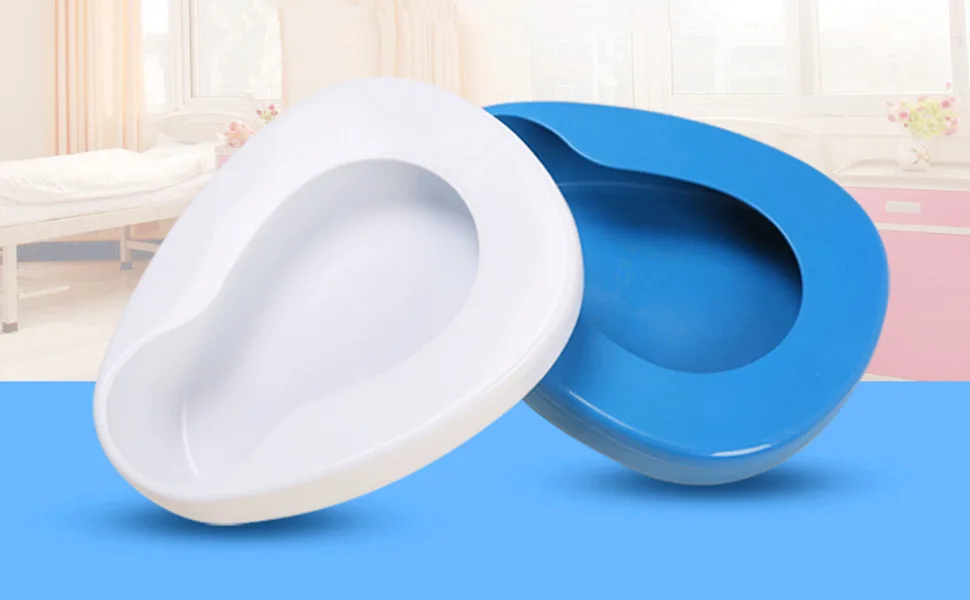 YUMSUM Firm Thick Stable PP Bedpan Heavy Duty Smooth Countoured for Bed-Bound Patient (Blue) - Bedpan