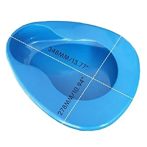 YUMSUM Firm Thick Stable PP Bedpan Heavy Duty Smooth Countoured for Bed-Bound Patient (Blue) - Large bedpan