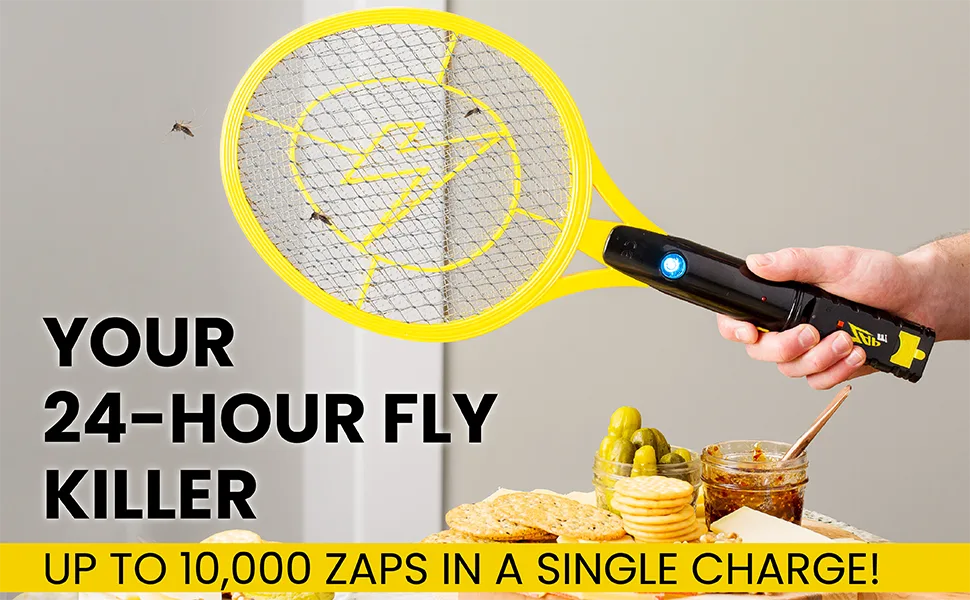 Zap It! Electric Fly Swatter Racket & Mosquito Zapper - High Duty 4,000 Volt Electric Bug Zapper Racket - Fly Killer USB Rechargeable Fly Zapper Indoor Safe - Medium Medium Yellow - product information 5