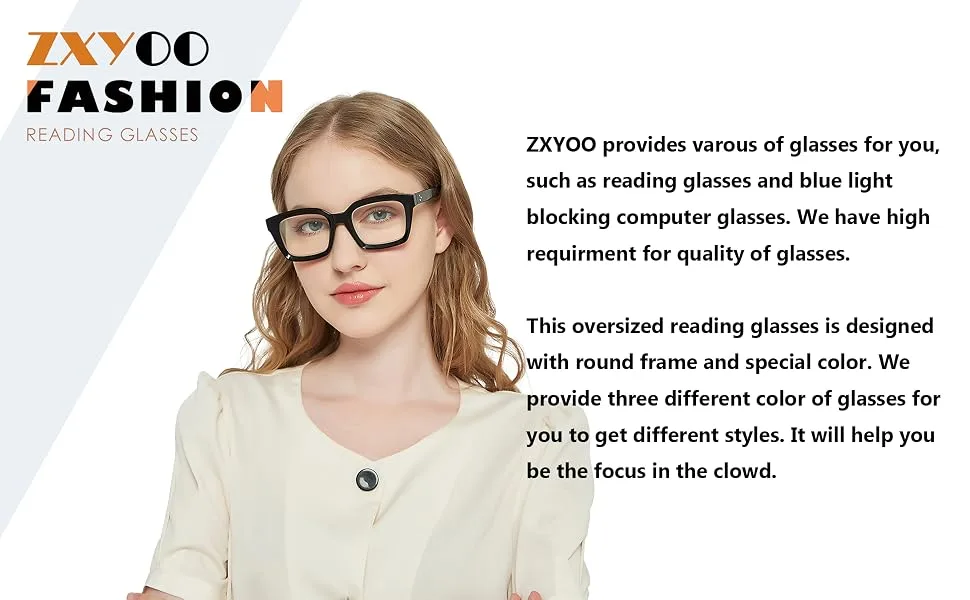 ZXYOO 3 Pack Oversize Square Design Reading Glasses for Women, Blue Light Blocking Reader Black&leopard&transparent 2.5 x - Readers