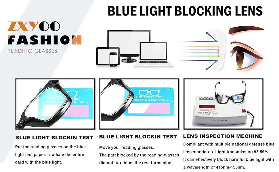 ZXYOO 3 Pack Oversize Square Design Reading Glasses for Women, Blue Light Blocking Reader Black&leopard&transparent 2.5 x - Readers