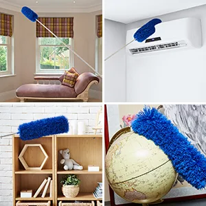 Ceiling Fan Duster with Extension Pole, Cobweb & Corner Brush Cleaning Kit w 2 Duster Heads for Cleaning,15- 100 Inch Long Handle Aluminum Telescoping Pole, Washable(Blue) - product information 3