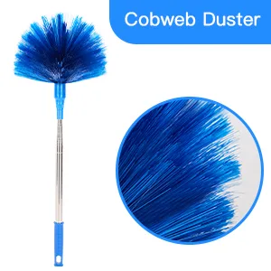 Ceiling Fan Duster with Extension Pole, Cobweb & Corner Brush Cleaning Kit w 2 Duster Heads for Cleaning,15- 100 Inch Long Handle Aluminum Telescoping Pole, Washable(Blue) - product information 4