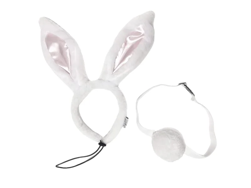 Midlee White Bunny Ears for Dogs with Tail (Small) - white bunny ears