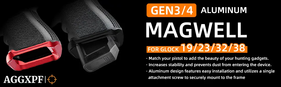 AGGXPF Anodized Aluminum Flared and Enhanced Base for 19/23/32/38-Gen 3/4(Black) - Mag Well for Glock