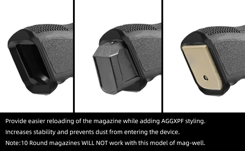 AGGXPF Anodized Aluminum Flared and Enhanced Base for 19/23/32/38-Gen 3/4(Black) - Mag Well for Glock