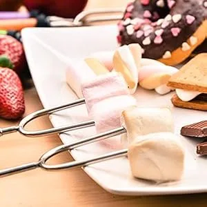 Marshmallow Roasting Sticks kit-Telescoping Stainless Steel Cookware Set Forks for Smores & Best Camping Accessories for Kids over campfire & Hot Dog Fire Pit Cooking - hot dog sticks for campfire smores kit marshmallow sticks marshmallow roasting sticks for fire pit