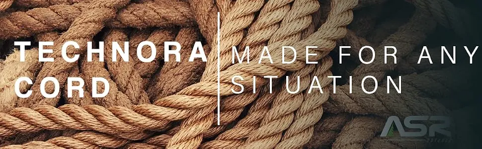 ASR Outdoor Technora Composite Survival Cord Rope 1200lb Breaking Strength Tan 25 ft - Technora Cord