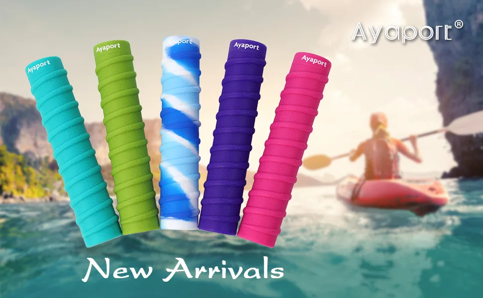 Ayaport Kayak Paddle Grips Non-Slip Silicone Wraps Blister Prevention Kayaking Accessories for Take-Apart Paddles Blue - 970 x 600