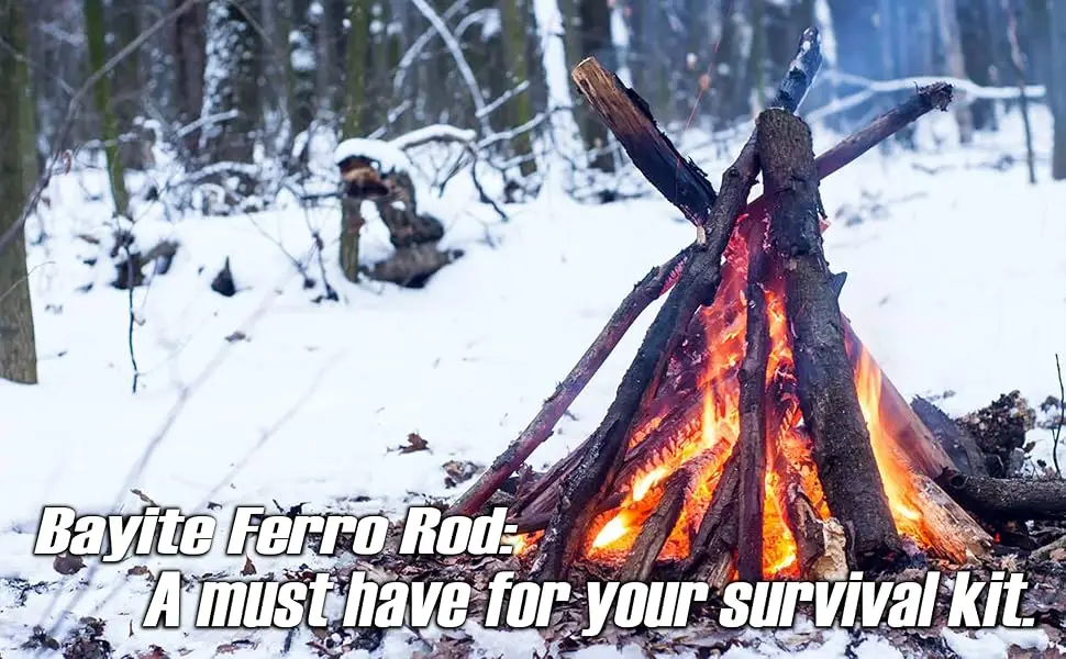 bayite Ferro Rods 1/2" X 5'' XL Survival Fire Starter Drilled Flint Steel Ferrocerium Rod with Toggl - bayite Ferro Rods XL Survival Fire Starter Drilled Flint Steel Ferrocerium Rod Wick Hemp Cord