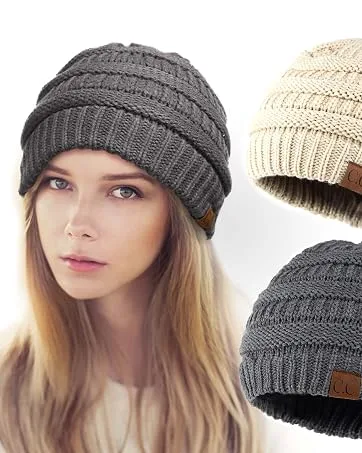 C.C Exclusives Cable Knit Beanie - Thick, Soft & Warm Chunky Beanie Hats (HAT-20A)(HAT-30)(HAT-730) (YJ-816) (HAT-80) Multicolor - HAT-20A