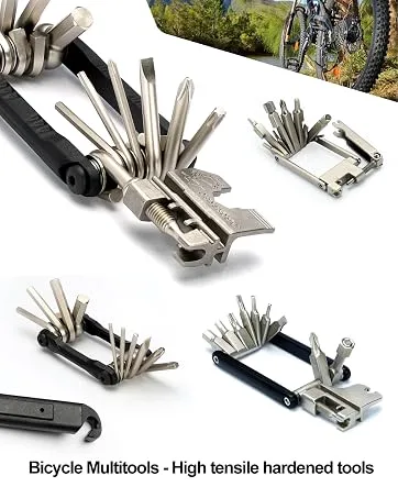 CECO-USA 13 Function Bike Tool with Chain Breaker  Bicycle Multi Tool  Ultra Slim, Compact Pocket Sized, Lightweight  High Strength CR-V 6150 Tool Steel  Easy To Carry - bike light