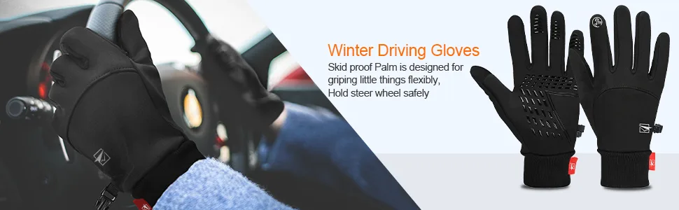 Cevapro Winter Gloves Touch Screen Gloves Cold Weather Warm Gloves for Hiking Running Cycling Climbing Black-A Large - cold weather gloves