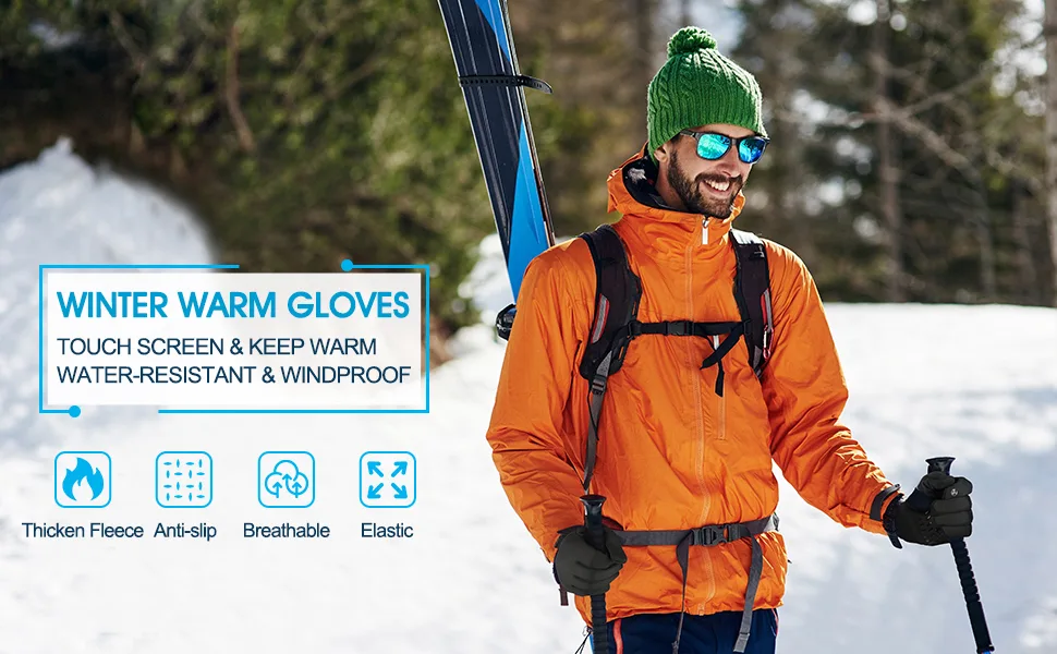 Cevapro Winter Gloves Touch Screen Gloves Cold Weather Warm Gloves for Hiking Running Cycling Climbing Black-A Large - mens winter gloves 914