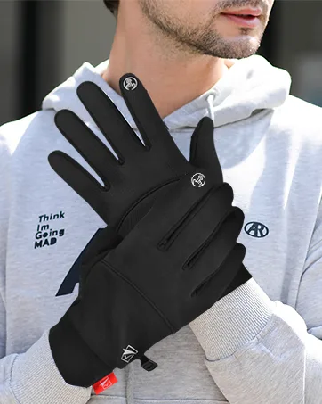 Cevapro Winter Gloves Touch Screen Gloves Cold Weather Warm Gloves for Hiking Running Cycling Climbing Black-A Large - running gloves