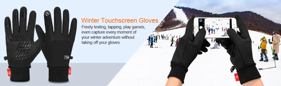 Cevapro Winter Gloves Touch Screen Gloves Cold Weather Warm Gloves for Hiking Running Cycling Climbing Black-A Large - winter gloves