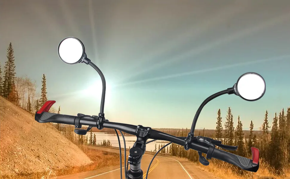 Bike Mirror Rotatable And Adjustable Wide Angle Rear View Shockproof Convex Mirror Universal For Bike Bicycle - Bike Mirror Scenery