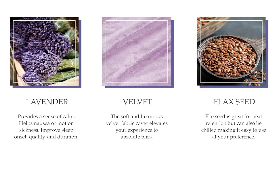 DreamTime Inner Peace Eye Pillow, Aromatherapy Lavender, Relaxation Mask for Yoga, Meditation, and Sleep, Lavender Velvet, Pack of 1 - Lavender, Velvet, Flax Seed