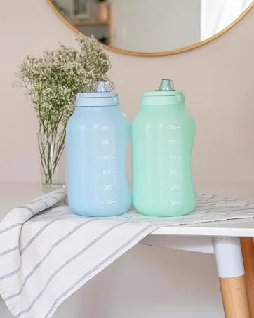 Ello Hydra Half Gallon Jug with Time Marker & Handle for All Day Hydration & Silicone Straw with Locking, Leak Proof Lid BPA Free, Yucca, 64oz - Hydra