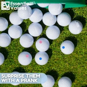 Essential Values Exploding Golf Balls (4 Balls)  Gender Reveal Golf Ball, Prank Golf Balls, Trick Golf Balls for Practical Jokes and Golf Theme Gender Reveal Parties - Exploding golf ball prank