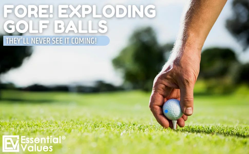 Essential Values Exploding Golf Balls (4 Balls)  Gender Reveal Golf Ball, Prank Golf Balls, Trick Golf Balls for Practical Jokes and Golf Theme Gender Reveal Parties - Exploding golf balls