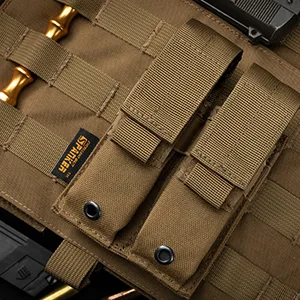EXCELLENT ELITE SPANKER Molle Single/Double Pistol Mag Pouch Tactical Magazine Pouch Tool Organizer Holder Double Black - product information 10