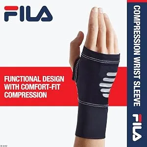FILA Accessories Compression Wrist Sleeve L/XL (Black) - FILA Accessories Compression Wrist Sleeve