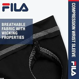 FILA Accessories Compression Wrist Sleeve L/XL (Black) - FILA Accessories Compression Wrist Sleeve