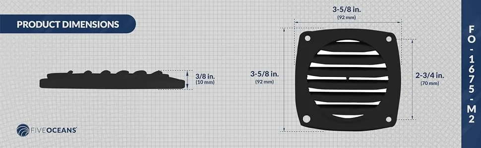 Five Oceans Air Louvered Flush Thru Vent, 3" White/Black Black (Pair) - five oceans, partsam, pactrade, attwood, fortress, seachoice, seadog