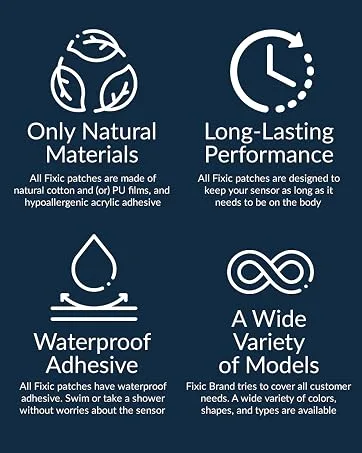 FixiC  Adhesive Patches for G6  25 Pack Premium Waterproof Adhesive Patches  Pre-Cut Back Paper  Adhesive Patch for G6  Long Fixation! (Multi-Color) - advantages